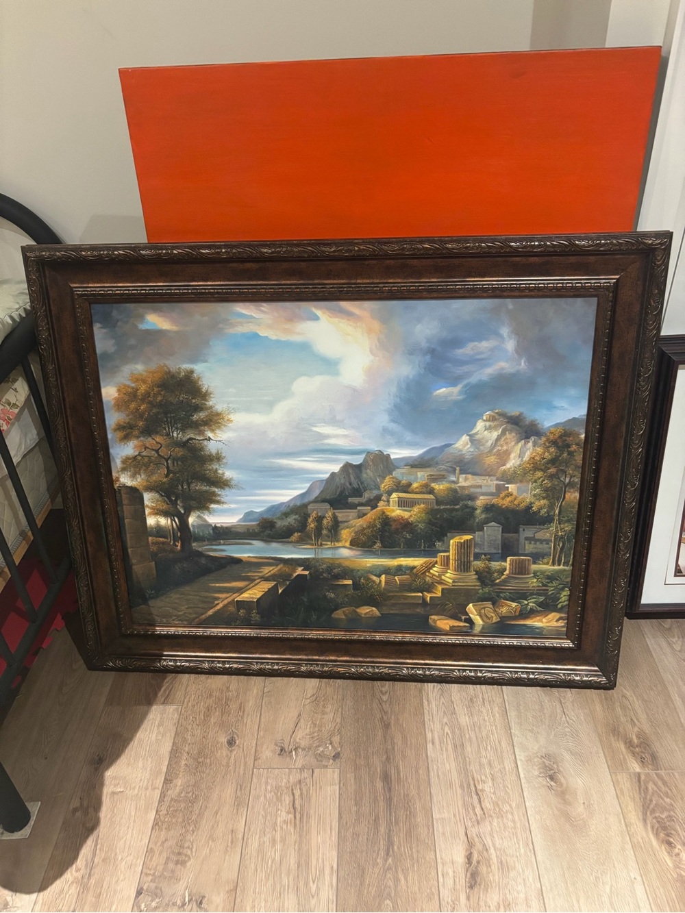 Classic Landscape Painting in Brown and Blue — Unbranded Scenic Wall Art